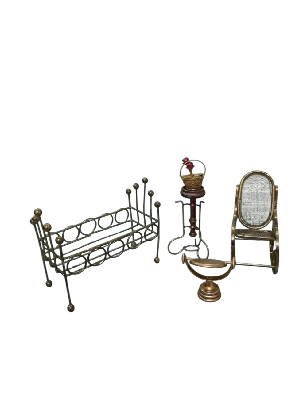 VINTAGE Brass Dollhouse Miniature Furniture Lot